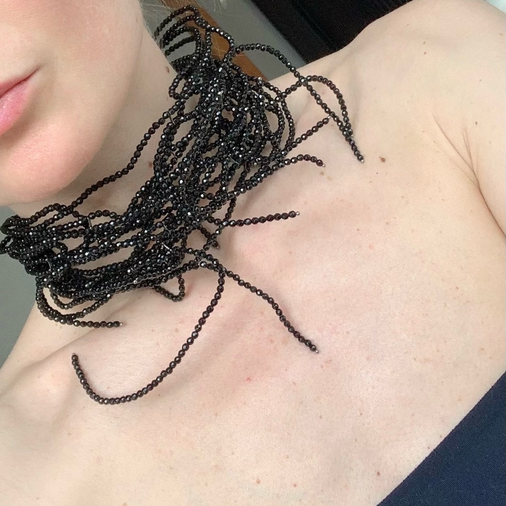 Elegant Black Beaded Necklace